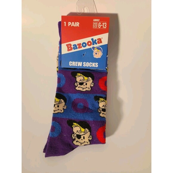Bazooka Gum SOCKS Food Mens Size 6-13 Crew Novelty Gift Odd Crazy Fun NEW - Picture 1 of 1